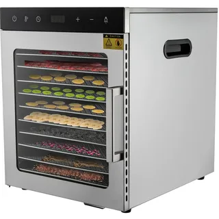 10 Etagen Dörrgerät Dörrautomat Edelstahl Obsttrockner 800W Dörrautomaten freeze dryer gefriertrockner mit 24-Stunden-Timer, Gemüsewindtrockner mit Temperaturregelung und integrierter LED-Beleuchtung