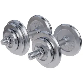 Gorilla Sports Kurzhantelset Chrom 30 kg grau - 2er Set, rutschfest, verstellbare Kurzhanteln