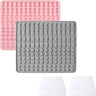 Backmatte Hundekekse Silikon 2Stück Teigschaber BPAFrei Blau Rosa
