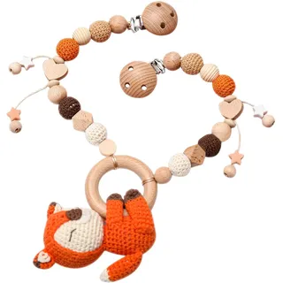 Kingbar Kinderwagenkette Für Babys, Holz Und Baumwolle Gehäkelt Anhänger Spielzeuge, Montessori Neugeborenen Spielzeug, Kinderwagenspielzeug Für Kleinkinder Ab 0+ Monaten, A