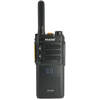 maas funk-elektronik importeur Walkie Talkie MAAS PT-375 PMR-446 Handfunkgerät, (Komplettset, 1-St., inkl.Akku, Standlader, Gürtelclip, Anleitung), Kompaktes, elegantes Design