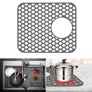 Silikon Spülbeckenmatte, Spülbeckeneinlage 34x29 cm, Spülbeckenschutz Zusammenklappbar, Hitzebeständig und rutschfest Küchen-Abtropfuntersetzer Schutzeinlage, Sink Mat für Spüle