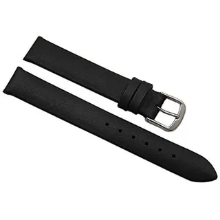 15mm Kalbsleder Uhrenarmband Made in Germany in Schwarz mit silberfarbender Dornschließe inkl. Myledershop Montageanleitung