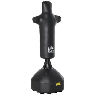 Homcom Standboxsack Boxdummy Boxsäule Freistehend Boxtraining Schwarz Kunststoff B/H/L: ca. 63x180x63 cm