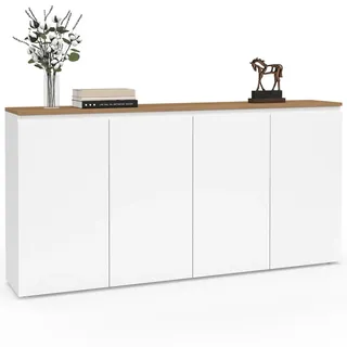 IDMarket - Sideboard 160 cm Toby 4 Türen weiß und Holzplatte