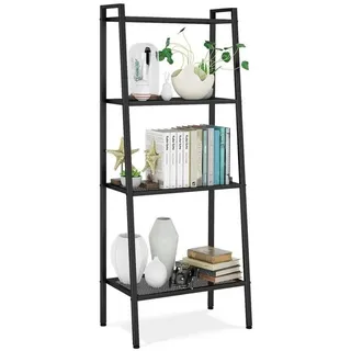 Homfa Standregal, Badregal Leiterregal Pflanzenregal mit 4 Ebenen 147x60 x35cm schwarz
