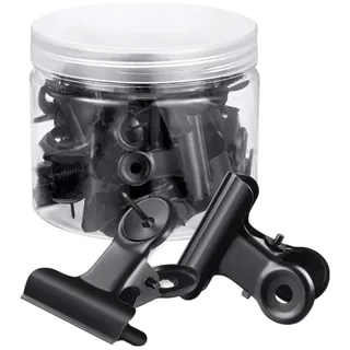 30 Stück Büroklammern mit Stecknadeln - Bulldogge Clip Pinnadeln, 30mm Kleine Metallklammern Push Pins Clips, Papiergeld Binder Klemmen für Korktafeln Kunstprojekte (Schwarz)