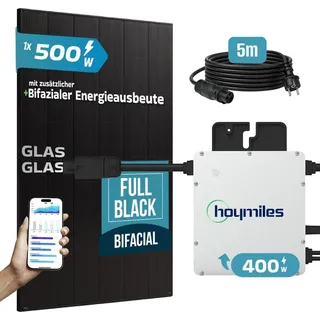 sunniva Balkonkraftwerk Bifazial 500W inkl. HOYMILES 400W Wechselrichter