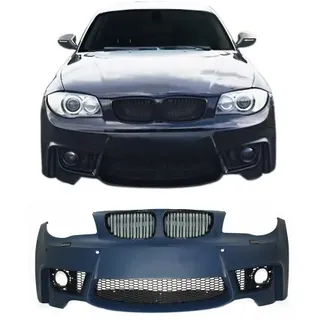 StoÃstange vorne incl. Doppelrippengrill im Sport-Design passend für 1er E81/E82/E87/88 mit Aussparung PDC und SRA passend für BMW 1er E81, E82, E87 und E88 Bj. 2004 - 2011