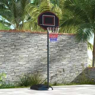 sportnow Basketballkorb mit Ständer, 170-230 cm Höhenverstellbar Basketballständer mit Bruchsicherer Rückwand und Rädern, Basketballanlage - Schwarz