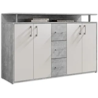 HBZ DRIFT Sideboard 139 x 90 x 34 cm grau / weiß