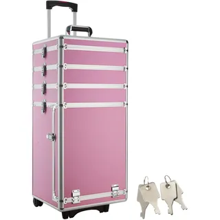 tectake® Kosmetikkoffer Pilotenkoffer Beauty Koffer Schminkkoffer Trolley Friseurkoffer -in diversen Farben- (Pink)