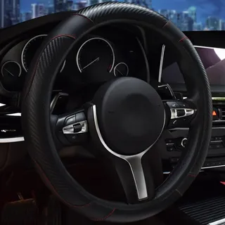 LXWUVIDD Lenkradbezug für Dacia Duster 2010-2020 2021 2022 2023 2024 2025, Lenkradschutz Lenkradhülle Mode Anti-Rutsch-Atmungsaktives Leder Innere Auto Zubehör,Black