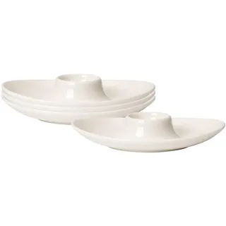 Villeroy & Boch New Cottage Basic Eierbecher 4er Set, 15 x 13 cm, Premium Porzellan, Weiß