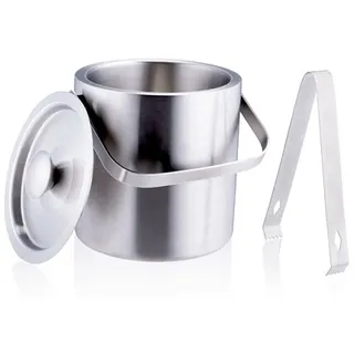 Edco EISEIMER mit Deckel & Eiszange 1,2L aus Edelstahl doppelwandig Eiskühler Eiswürfelbehälter Eiswürfelkühler Eiskübel 67