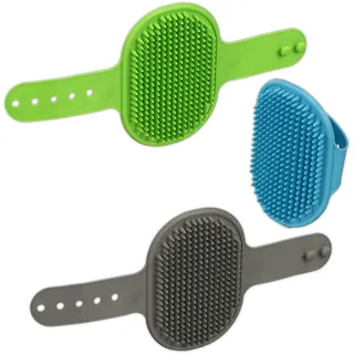 Relaxdays Massagebürste Hund & Katze 3er Set Blau,Grau,Grün