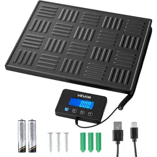 Vevor Digitale Paketwaage, 20/100 g, doppelte Genauigkeit, 300 kg Plattformwaage mit Hold-/Tara-Funktion & LCD-Display, für Pakete, Porto, Gepäck, Batterie & Ladekabel im Lieferumfang enthalten