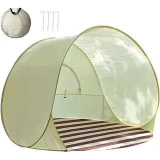 Strandmuschel Pop Up UV Schutz XXL, 3-4 Personen UPF 40+ Popup Strandmuschel Baby, Wurfmuschel Strand UV Schutz Windschutz, Beach Shelter, Pop-Up Sonnenschutz, Pop Up Strandzelt Kleines Packmaß (B)