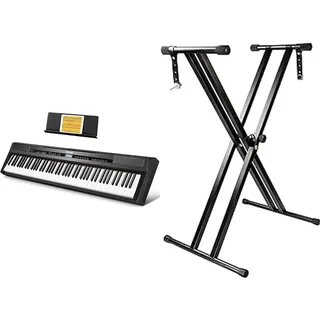 Donner E Piano Digitalpiano 88 Tasten, Hammermechanik Gewichteten, Klavier Tastatur für Einsteiger mit Sustain Pedal, DEP-20 & RockJam Double Braced Adjustable Keyboard Stand with Locking Straps