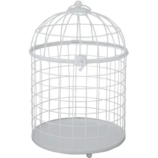 Deko-Vogelkäfig Hedwig weiß aus Metall H31cm im modernen Landhausstil - KLEIN