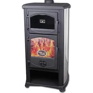 trgo Kaminofen mit Backfach und Herdplatte Cucina grau - 9,7kW