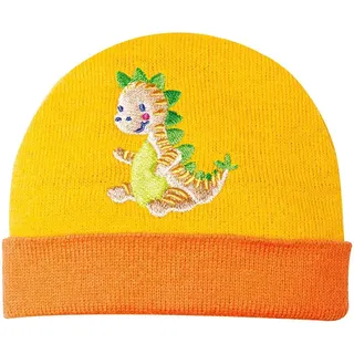 Heless Puppenkleidung Strick-Mütze Dino Gelb/Orange (2135)