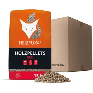 Holzpellets Red Sackware 15 kg - 6mm Hartholz Pellets mit hohem Heizwert & geringem Ascheanteil - Premium Heizpellets für Feuerrohr, Kamin, Ofen, Grill oder Smoker