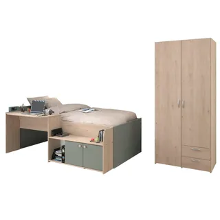 58 aufm Kessel KINDERZIMMER SET Parisot Jade 2-tlg. Holzdekor Grün/Eiche