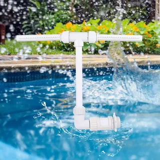 Pool Wasserfall Fontäne, Pool Zubehör, Doppeldüsen-System, Höhenverstellbar, für Aufstell- und Einbau-Pools, Weiß