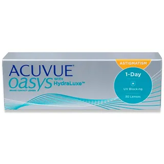 Acuvue Oasys 1-Day for Astigmatism (30er Packung) Tageslinsen (-5 dpt, Zyl. -1.25, Achse 10 & BC 8.5) mit UV-Schutz für Allergiker & trockenere Augen