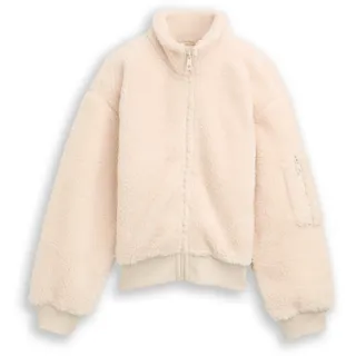 Tom Tailor Mädchen 1048808 Kinder Cropped Teddy Jacke mit Fleece, 36990-Cloudy beige, 176 - 176