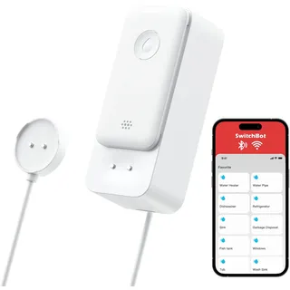 SwitchBot WLAN Wassermelder, Smart Wassersensor, 100dB einstellbarer Alarm & App-Benachrichtigung, IP67 wasserdicht, Wasserleck-Detektor für Zuhause mit 1m Sensorkabel, kein Hub erforderlich(nur 2.4G)
