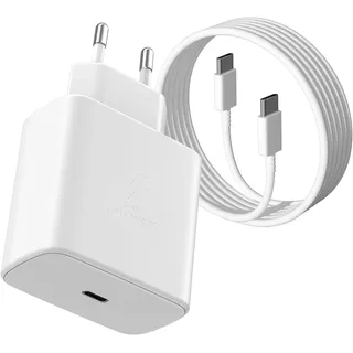 45w USB C Ladegerät, Schnellladegerät PD 3.0 Netzteil mit 2m Ladekabel für Samsung Galaxy S25/S24/S23/S22/S21/S20/Note20/S10/S9/A73/A53/Tab S8 Netzteil Ladegerät Adapter Fast Charger