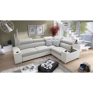 MIRJAN24 Ecksofa Perseo II, Bettkasten und Schlaffunktion, Polsterecke vom Hersteller, Modern Design (Farbe: Ekj 01 + Luxo 6601 + Evo 32, Seite: Re... - Schwarz