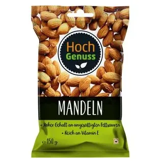 Hochgenuss Mandeln ohne Schale, naturbelassen, roh, 150 g