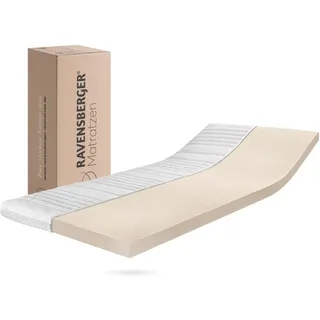 RAVENSBERGER Latex Topper Natura LUX - Härtegrad H2/H3, mittel - 50-110 kg - 100 x 200 cm, Höhe 9 cm - Matratzenauflage aus Natur-Latex mit Baumwoll-Bezug, allergikerfreundlich