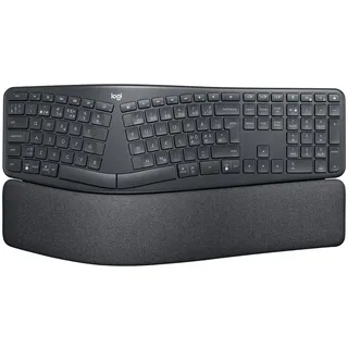 Logitech Ergo K860 kabellose ergonomische Tastatur – Geteilte Tastatur, Handballenauflage, Bluetooth und USB-Verbindung, für Windows/Mac, Skandinavisch QWERTY-Layout - Graphit [Bulk]