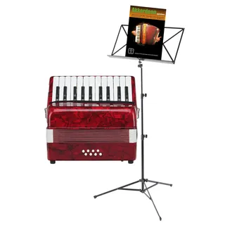 Classic Cantabile Secondo Kinder Akkordeon 8 Bass Set Rot, 22 Diskanttasten