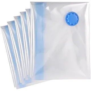 XXL Vakuumbeutel für Kleidung & Bettdecken - 6er Set (100x80 cm) mit Etiketten - Luftdichte Vakuumierbeutel für Kissen, Decken & Wäsche - Vakuum durch Staubsauger - Platzsparende Aufbewahrung