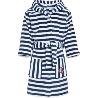 Playshoes Fleece-Bademantel Ringel maritim in Marine/weiß | Gr.: 98/104