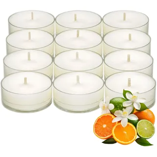 PartyLite Teelichter, Kerzen, knackige Bettwäsche mit Jasmin- und Lilienduft, Geschenkset mit 12 Stück, Aromatherapie mit bis zu 4 bis 6 Stunden Brenndauer, ideal für Heimdekoration, Urlaubsgeschenk