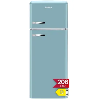 Amica DTR 374 190 T Retro-Kühl-Gefrierkombination (206 l, 1440 mm hoch, Türkisblau)