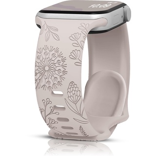 HalfYue Florales Graviertes Armband Kompatibel mit Apple Watch Armband 38mm 40mm 41mm für Männer/Frauen, Verstellbares Silikon-Sportprägungsgurt für iWatch Series 9/8/7/6/5/4/3/2/1/Ultra2/SE