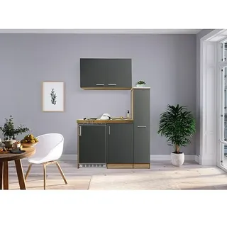 Respekta Miniküche Levin  (Breite: 130 cm, Grau, Mit Platten-Kochfeld)
