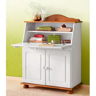 OTTO home Sekretär OTTO HOME "Mette, Schreibtisch im Landhausstil", gelb (weiß, honigfarben), B:82cm H:107cm T:39cm, Sekretäre, Sekretär, aus Massivholz, Breite 82 cm