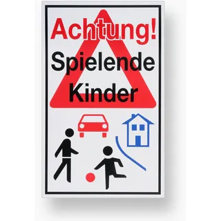 conmetall - wuppertal Hinweisschild Achtung! Spielende Kinder 40 x 25 cm Rot/Schwarz