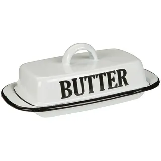 Ambiente Haus Butterdose aus Emaille in antikweiss | Gr.: onesize