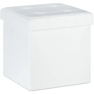 Relaxdays Sitzhocker mit Stauraum, weiß