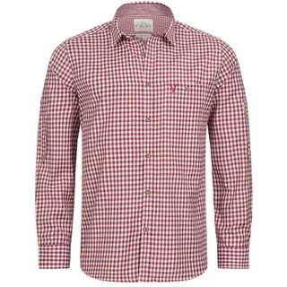 Trachtenhemd NÜBLER "Trachtenhemd Langarm Sepp", Jungen, Gr. L, EURO, rot (weinrot), Obermaterial: 55% Baumwolle CO. 45% Polyester PES., Hemden Trachtenhemd