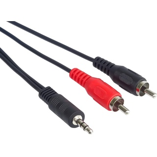 PremiumCord Klinke auf Cinch Y Kabel 2m, Klinkenstecker 3,5mm auf 2x Cinch RCA Stecker, Jack zu RCA, Stereo Audio, Für Digitalkamera, TV, Handys, MP3, HiFi, Farbe schwarz